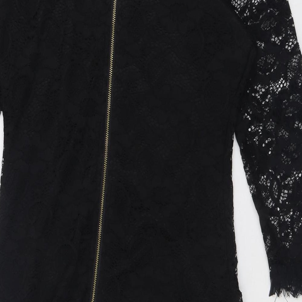 Marc Angelo Womens Black  Polyamide Bodycon  Size 12  Crew Neck Zip