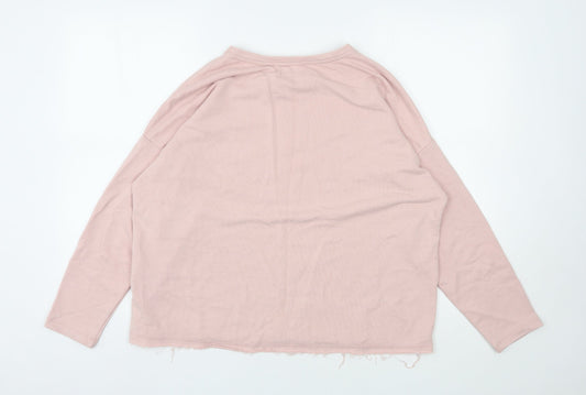 Pull&Bear Womens Pink  Cotton Pullover Sweatshirt Size M  Pullover
