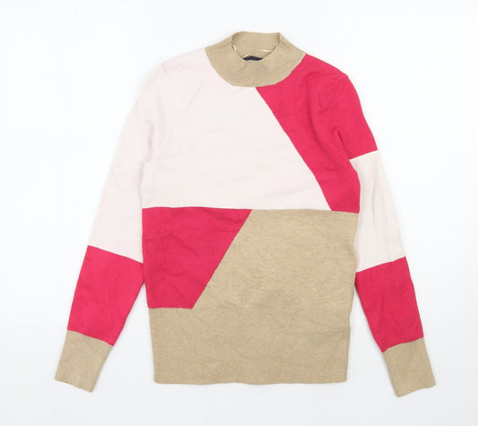 Marks and Spencer Womens Pink Mock Neck  Viscose Pullover Jumper Size 8