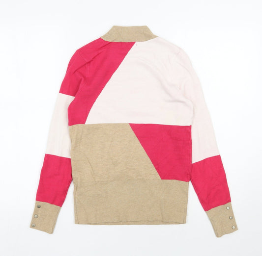 Marks and Spencer Womens Pink Mock Neck  Viscose Pullover Jumper Size 8