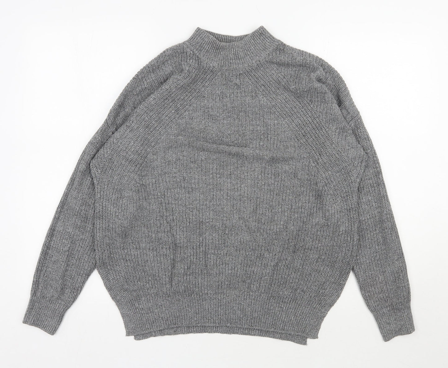 H&M Womens Grey High Neck  Acrylic Pullover Jumper Size S