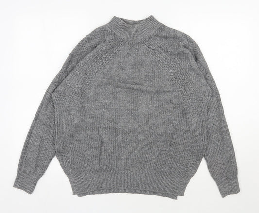 H&M Womens Grey High Neck  Acrylic Pullover Jumper Size S