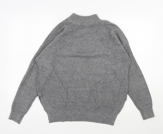 H&M Womens Grey High Neck  Acrylic Pullover Jumper Size S