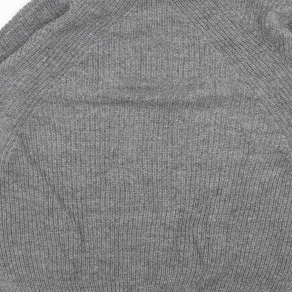 H&M Womens Grey High Neck  Acrylic Pullover Jumper Size S