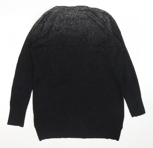 Oasis Womens Black Round Neck  Cotton Pullover Jumper Size S
