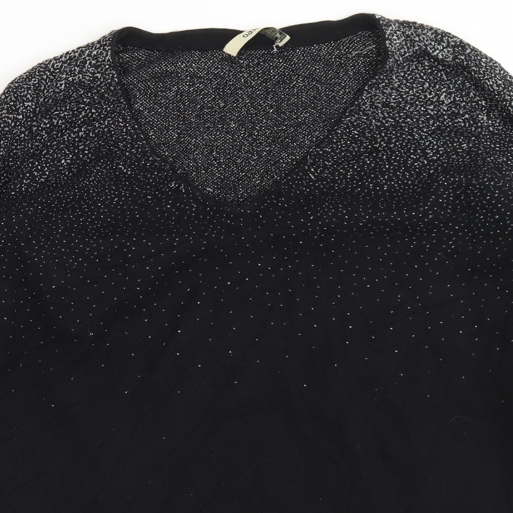 Oasis Womens Black Round Neck  Cotton Pullover Jumper Size S