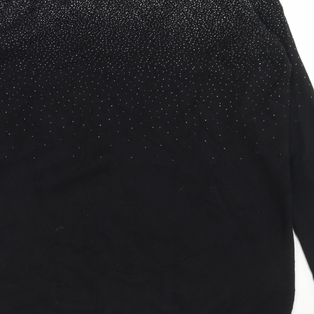 Oasis Womens Black Round Neck  Cotton Pullover Jumper Size S