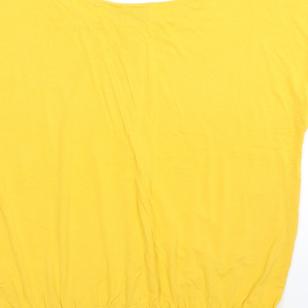 Body + Flirt Womens Yellow  Polyester Basic T-Shirt Size M Round Neck