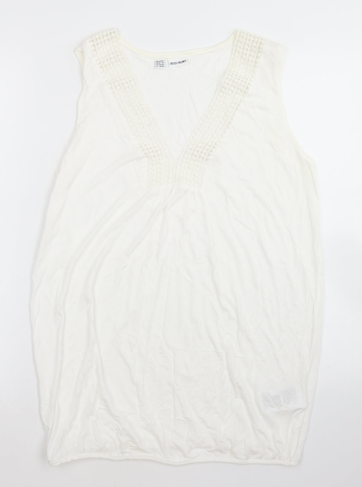 Body Flirt Womens White  Viscose Basic Tank Size M V-Neck