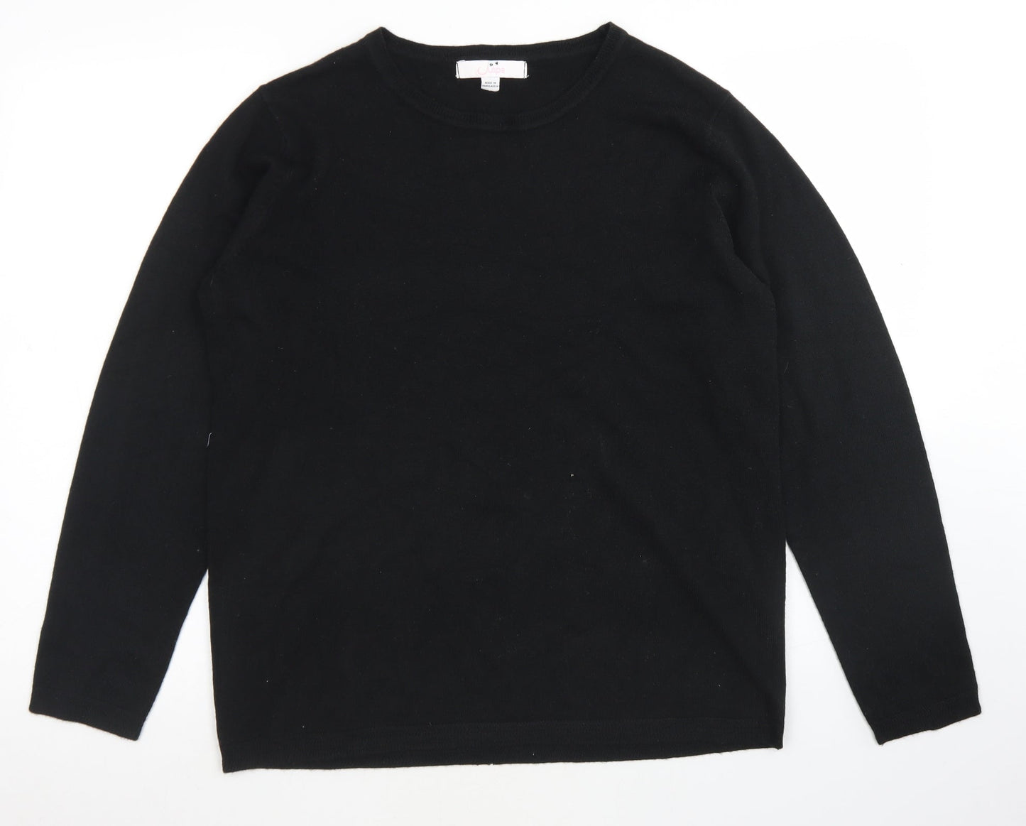 Julipa Womens Black Round Neck  Acrylic Pullover Jumper Size 16