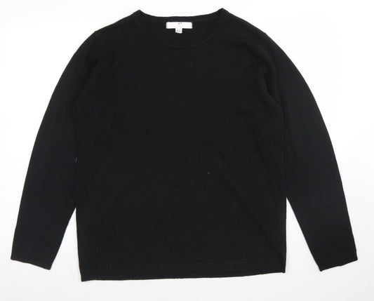 Julipa Womens Black Round Neck  Acrylic Pullover Jumper Size 16