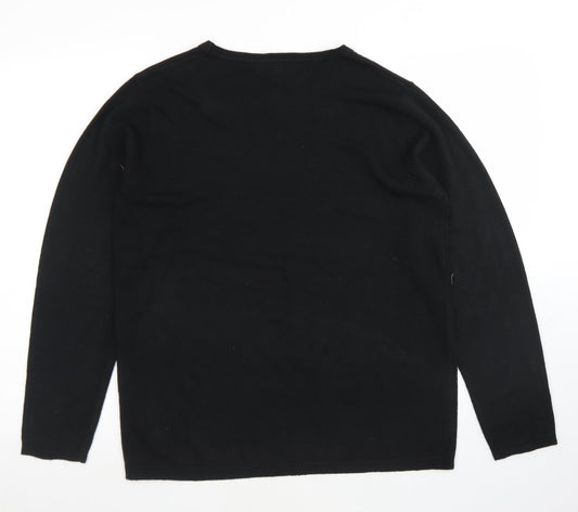Julipa Womens Black Round Neck  Acrylic Pullover Jumper Size 16