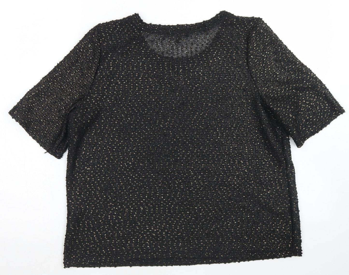 NEXT Womens Black  Polyester Basic T-Shirt Size 14 Round Neck