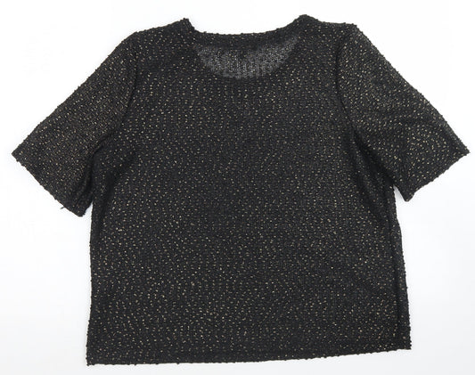 NEXT Womens Black  Polyester Basic T-Shirt Size 14 Round Neck