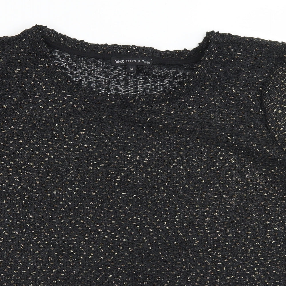 NEXT Womens Black  Polyester Basic T-Shirt Size 14 Round Neck