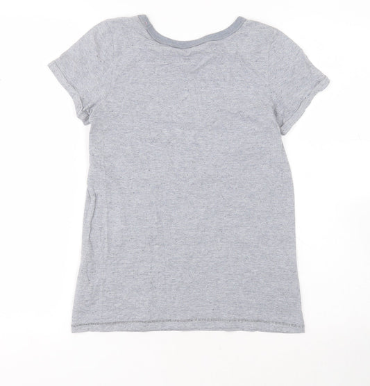 NEXT Girls Grey  Cotton Basic T-Shirt Size 11 Years Round Neck Pullover