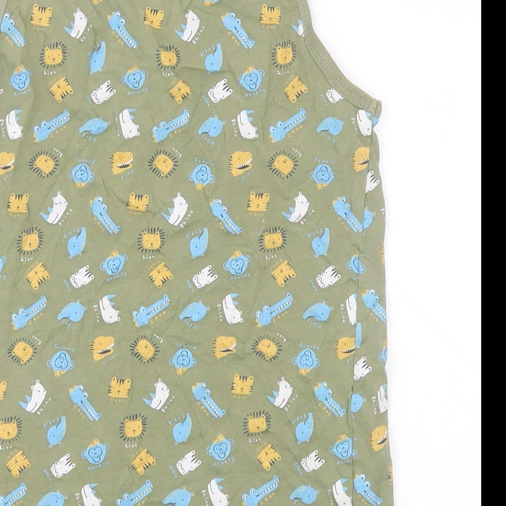 George Boys Green  100% Cotton Basic Tank Size 9-10 Years Round Neck Pullover - Animals