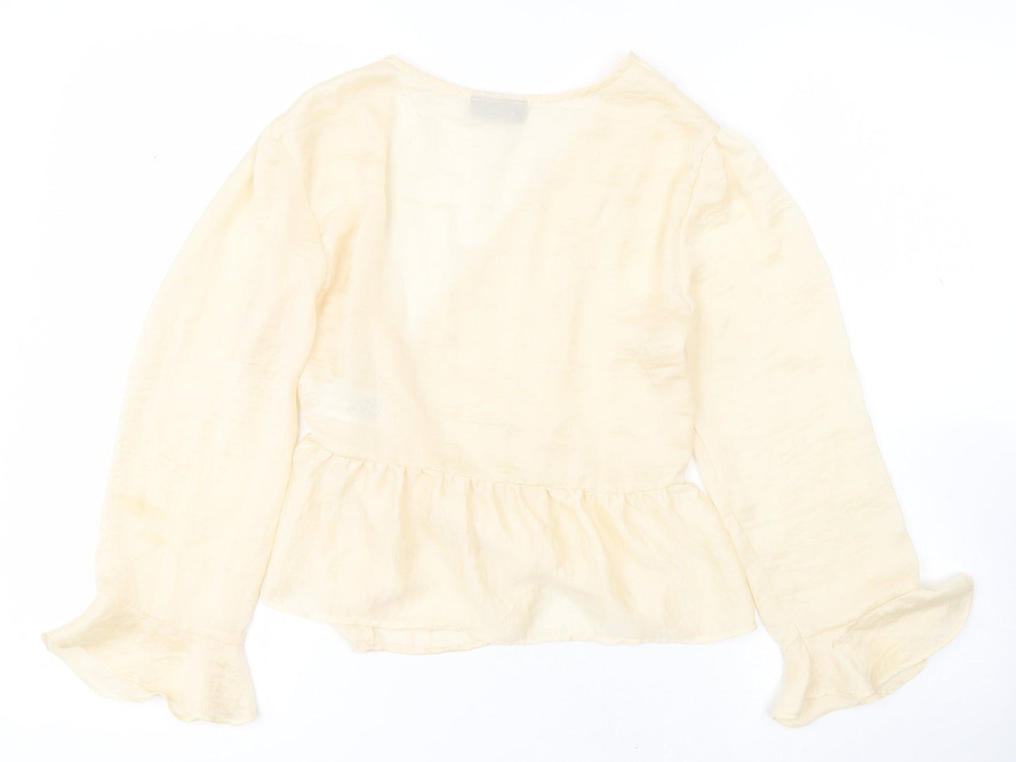 Topshop Womens Beige  Polyester Wrap Blouse Size 6 V-Neck