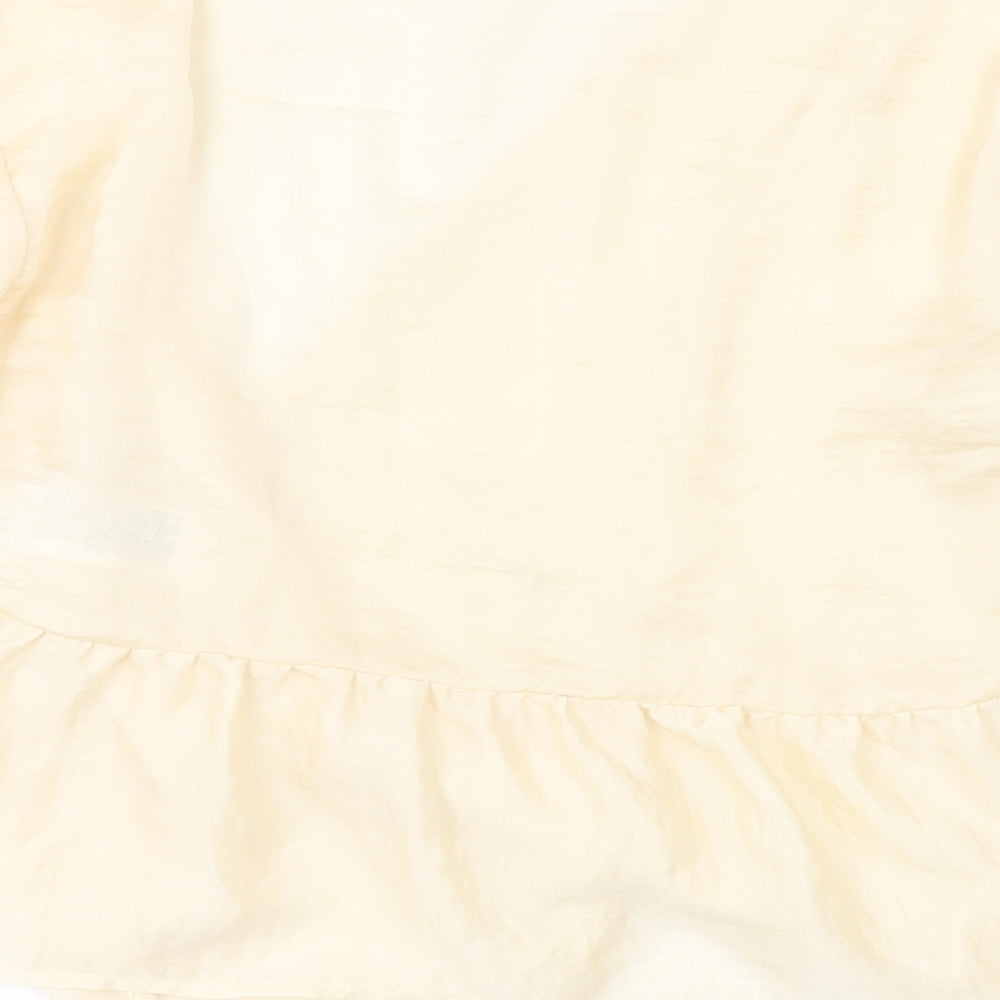 Topshop Womens Beige  Polyester Wrap Blouse Size 6 V-Neck