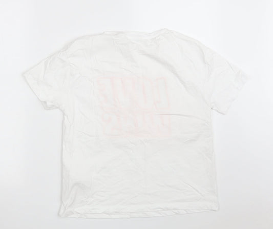 Stradivarius Womens White  100% Cotton Basic T-Shirt Size S Crew Neck - Love Wins