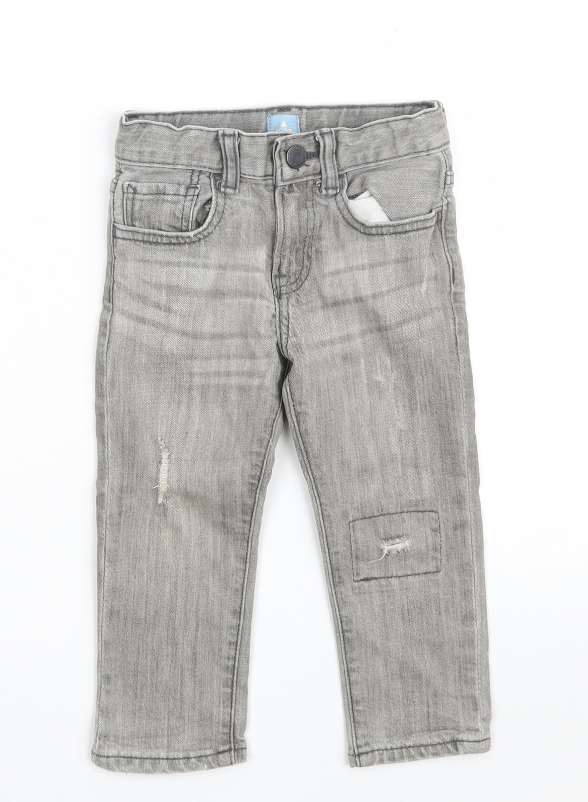 Gap Boys Grey  Cotton Cropped Jeans Size 24 Months  Zip - Distressed