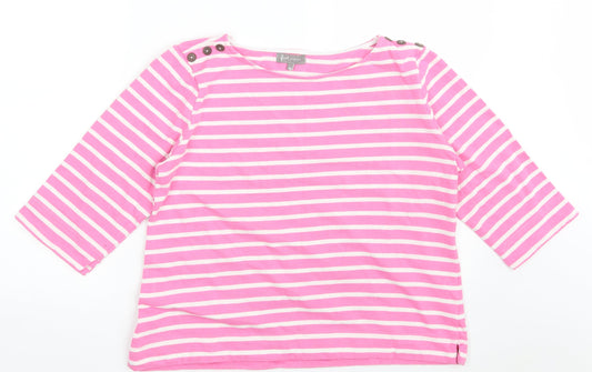 FIRST AVENUE Womens Pink Striped 100% Cotton Pullover Sweatshirt Size M  Button - Cropped