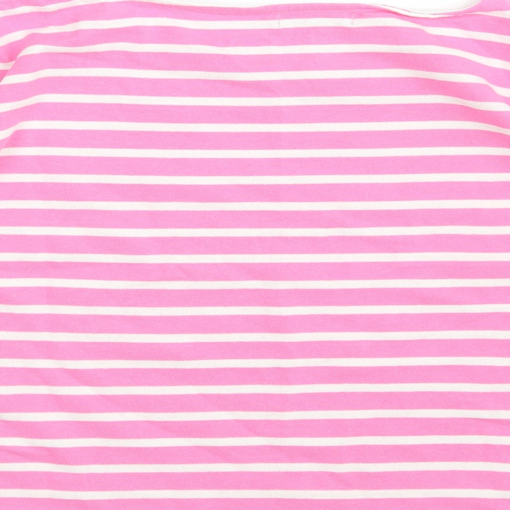 FIRST AVENUE Womens Pink Striped 100% Cotton Pullover Sweatshirt Size M  Button - Cropped