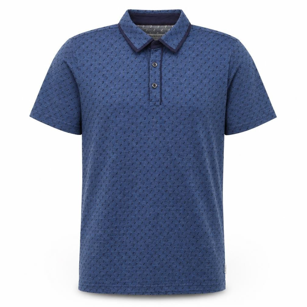 Mish Mash Mens Blue Geometric Polyester  Polo Size S Collared Button
