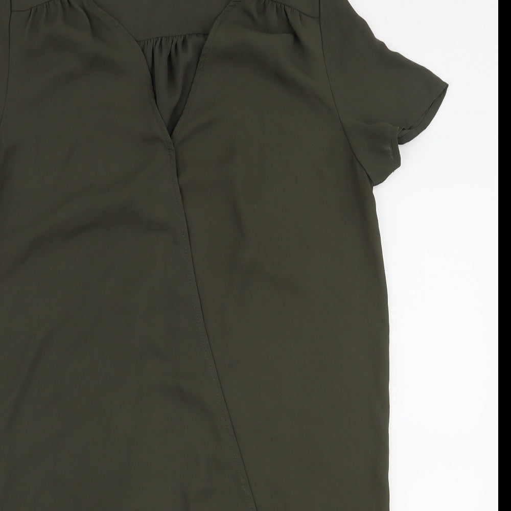 New Look Womens Green  Polyester A-Line  Size 8  V-Neck Pullover