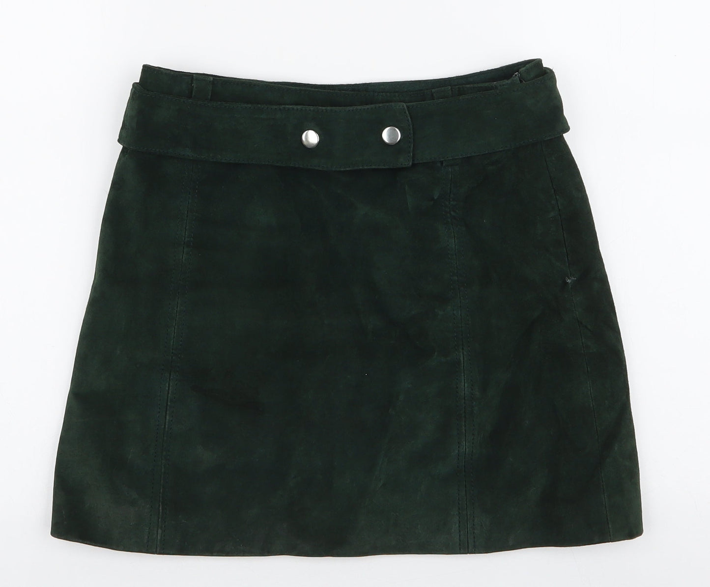 Zara Womens Green  Polyester A-Line Skirt Size XS   Zip