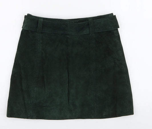Zara Womens Green  Polyester A-Line Skirt Size XS   Zip