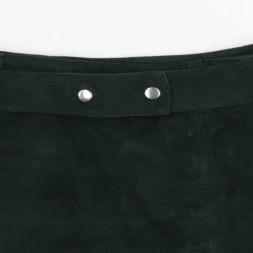 Zara Womens Green  Polyester A-Line Skirt Size XS   Zip