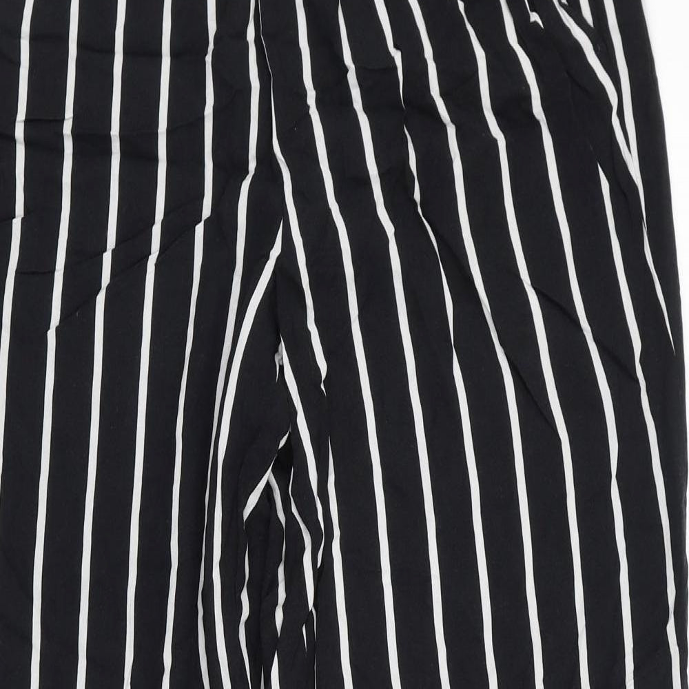 H&M Womens Black Striped Viscose Carrot Trousers Size 10 L28 in Regular