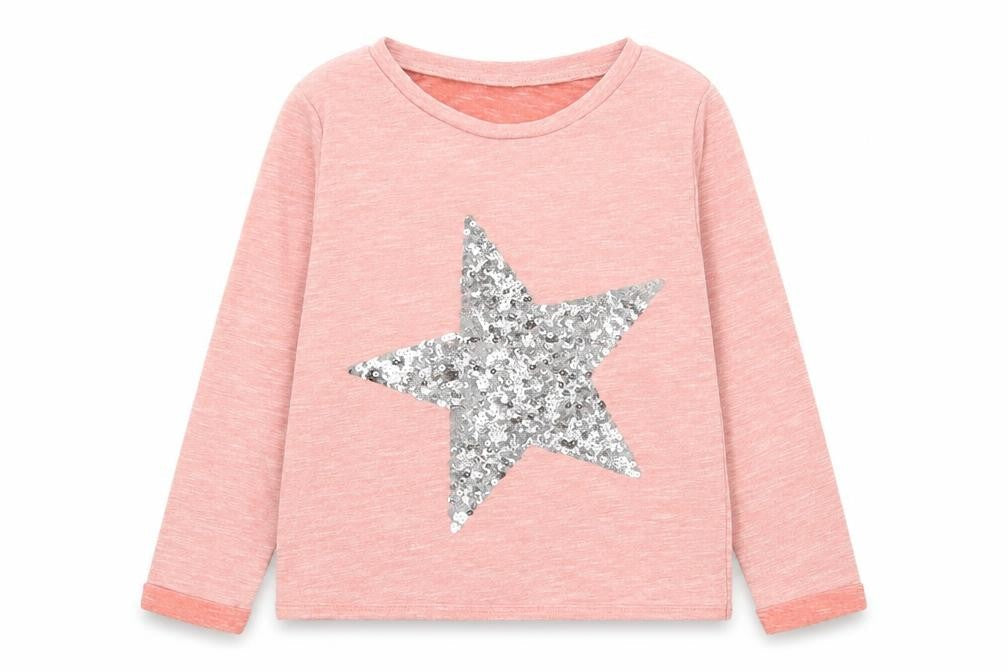 Dunnes Girls Pink  Cotton Pullover T-Shirt Size 7 Years Round Neck Pullover
