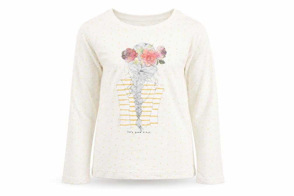 Dunnes Girls White Spotted 100% Cotton Pullover T-Shirt Size 5 Years Round Neck Pullover