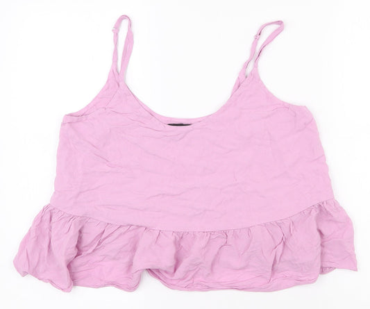 Topshop Womens Purple  Polyester Camisole Tank Size 10 Scoop Neck - Croppped
