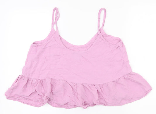 Topshop Womens Purple  Polyester Camisole Tank Size 10 Scoop Neck - Croppped