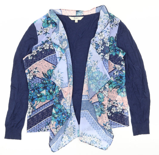 Yumi Womens Multicoloured V-Neck Floral Cotton Cardigan Jumper Size L   - Waterfall Cardigan