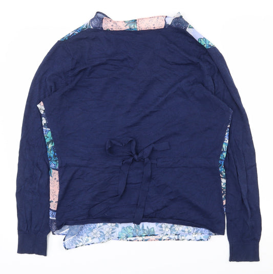 Yumi Womens Multicoloured V-Neck Floral Cotton Cardigan Jumper Size L   - Waterfall Cardigan