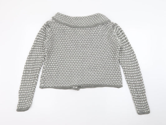 Elaigabeth Scott  Womens Grey Collared  Acrylic Cardigan Jumper Size M
