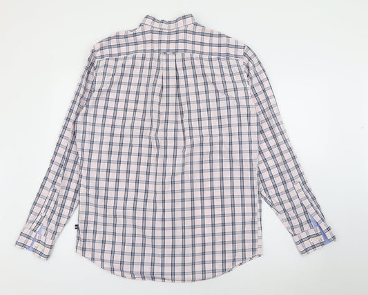 Nautica Mens Pink Plaid Cotton  Button-Up Size M Collared Button