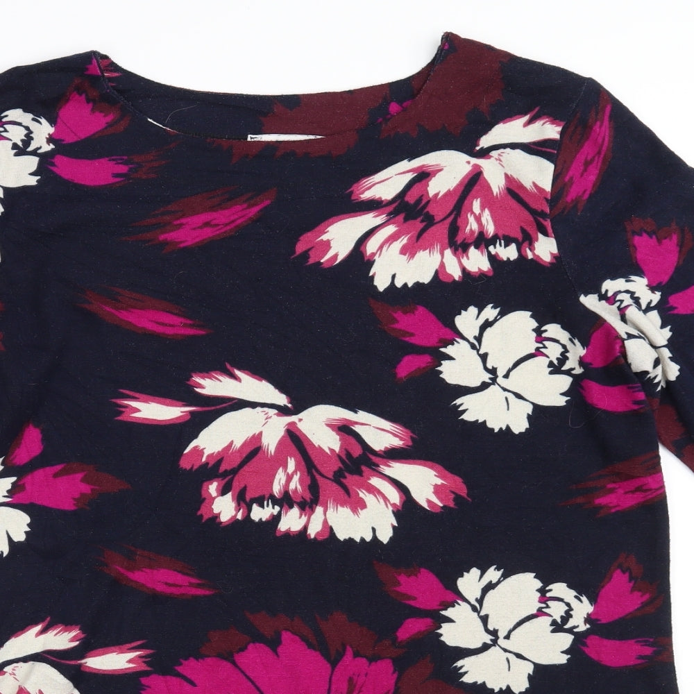 Lakeland Womens Blue Floral Polyester Jumper Dress  Size XL  Boat Neck Pullover