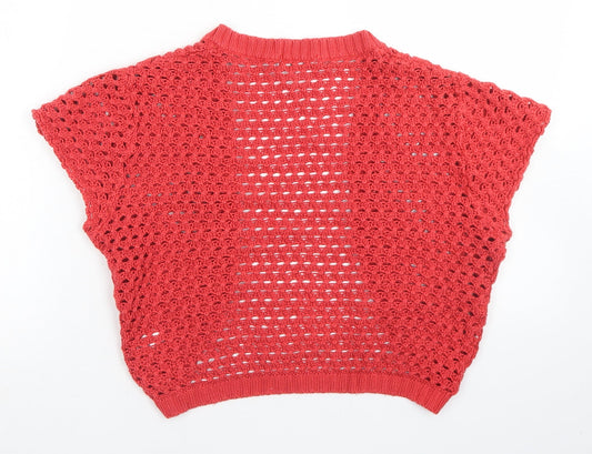 mamas & papas Womens Red Round Neck  Cotton Shrug Jumper Size M