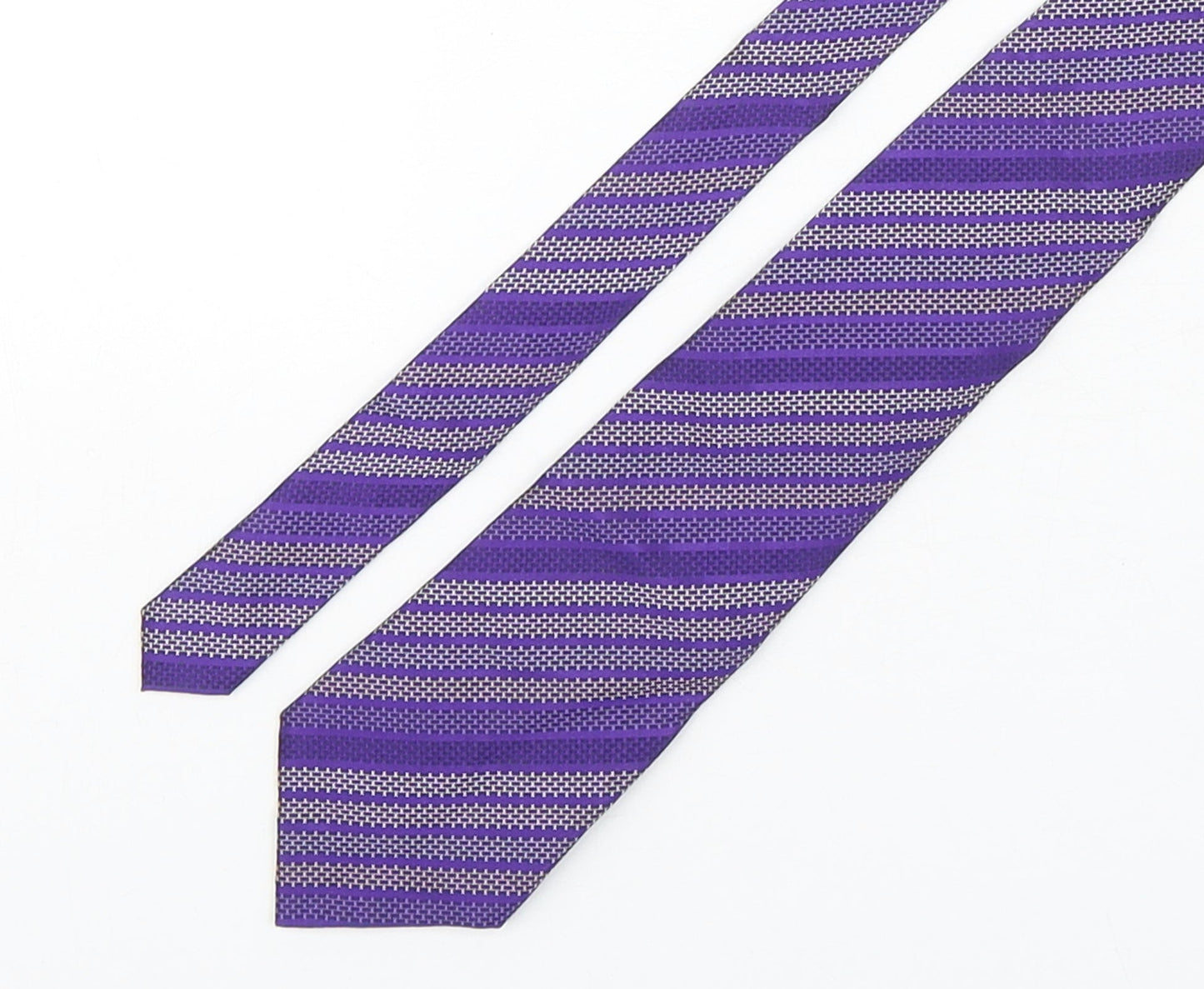 Luciano Versi  Mens Purple Striped Silk Pointed Tie One Size