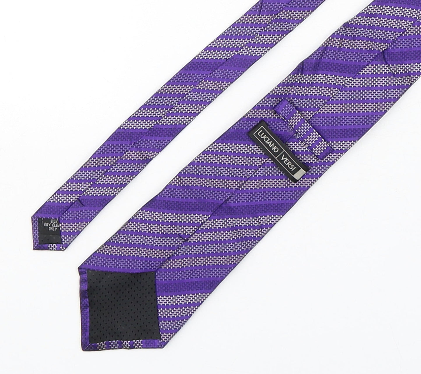 Luciano Versi  Mens Purple Striped Silk Pointed Tie One Size