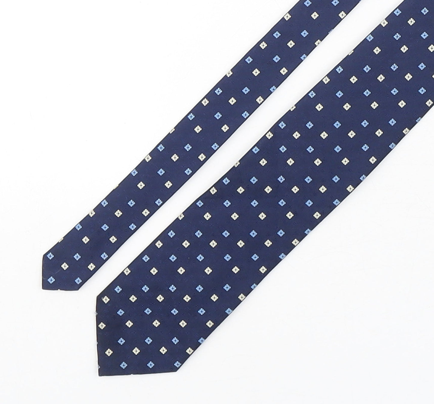Smith & Rutherford Mens Blue Geometric Silk Pointed Tie One Size