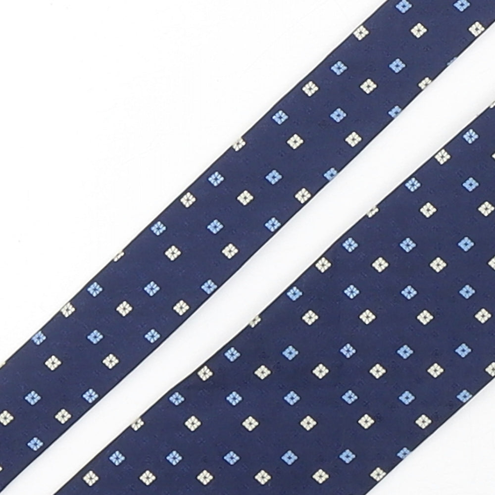 Smith & Rutherford Mens Blue Geometric Silk Pointed Tie One Size