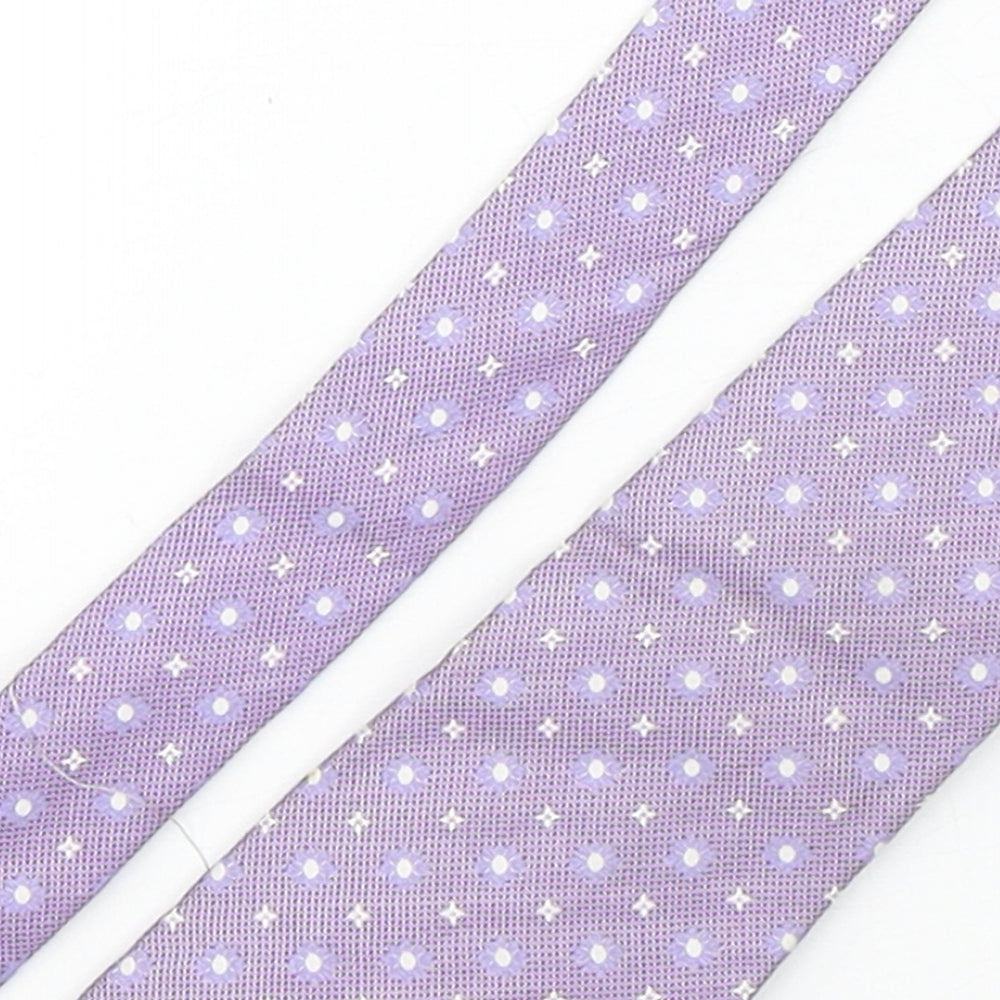 Cafe Coton  Mens Purple Geometric Silk Pointed Tie One Size