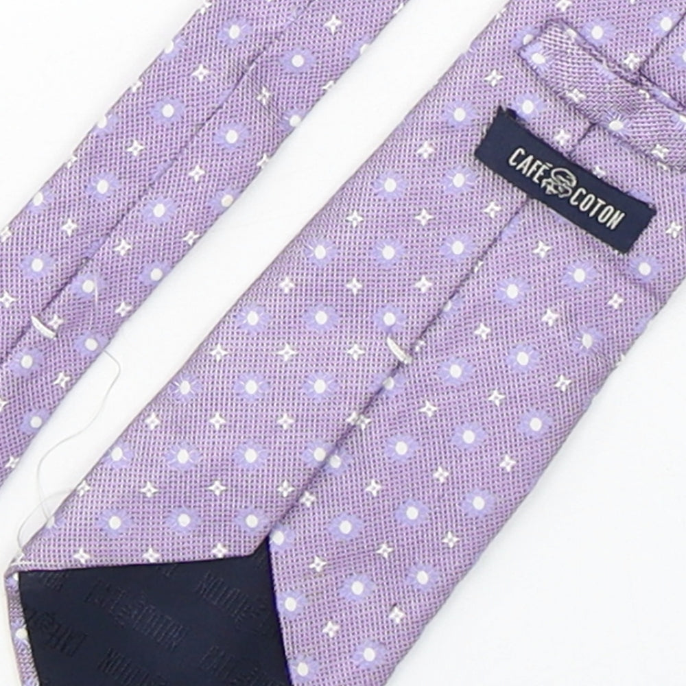 Cafe Coton  Mens Purple Geometric Silk Pointed Tie One Size