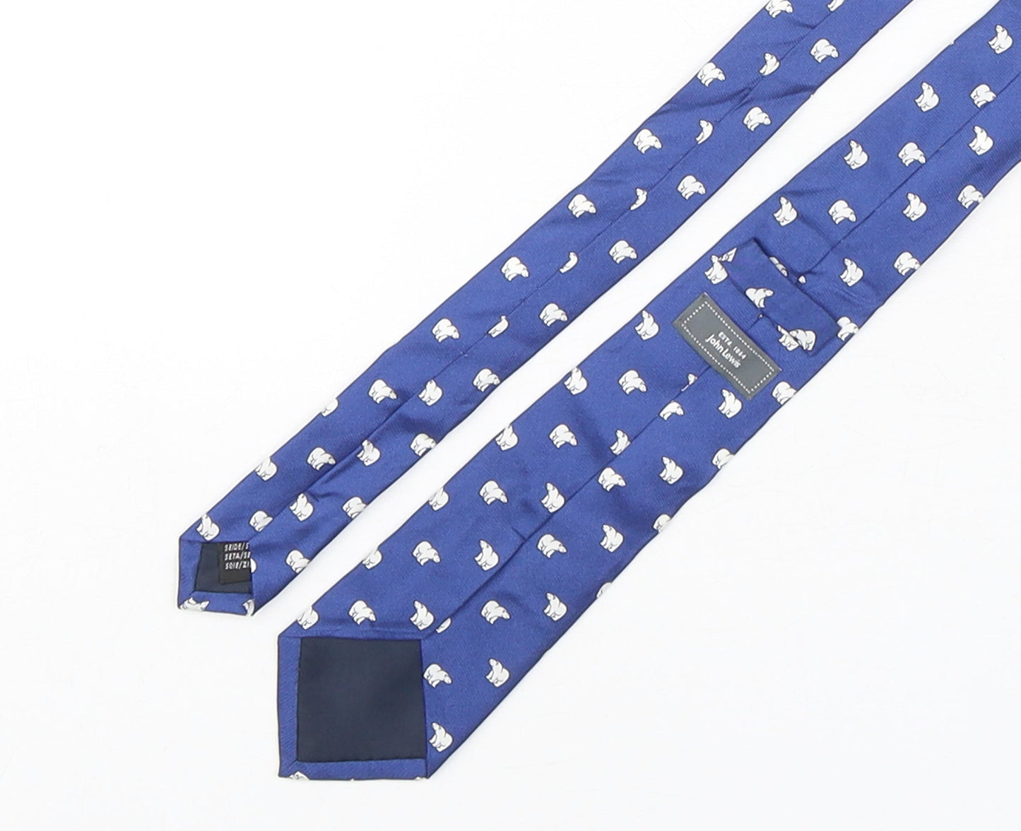 John Lewis  Mens Blue Geometric Silk Pointed Tie One Size